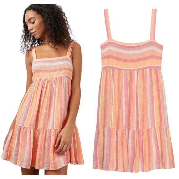 Rails Dresses & Skirts - Rails Women's Sz Large Sadie Stripe Linen Dress Babydoll Tier Y2k Beach Smocked